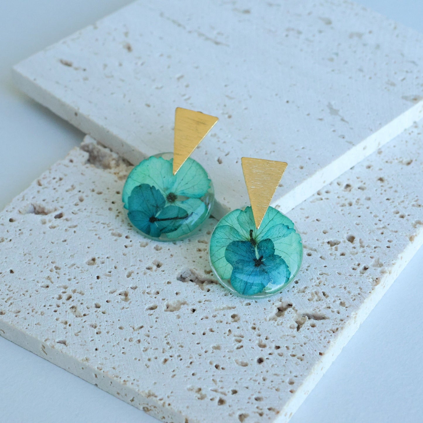 Pressed Turquoise Flower Earring