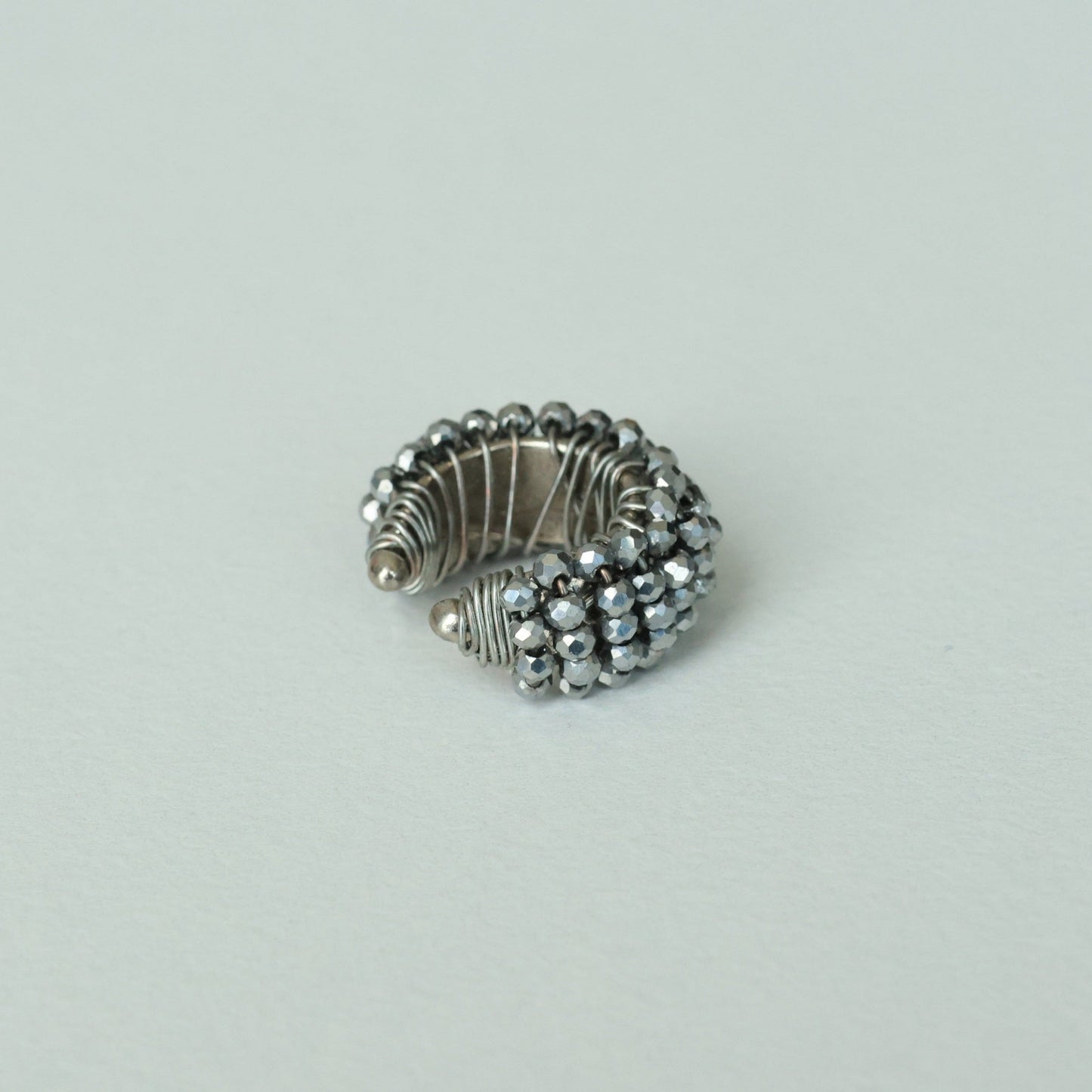 Chunky Beaded Silver Ear cuff