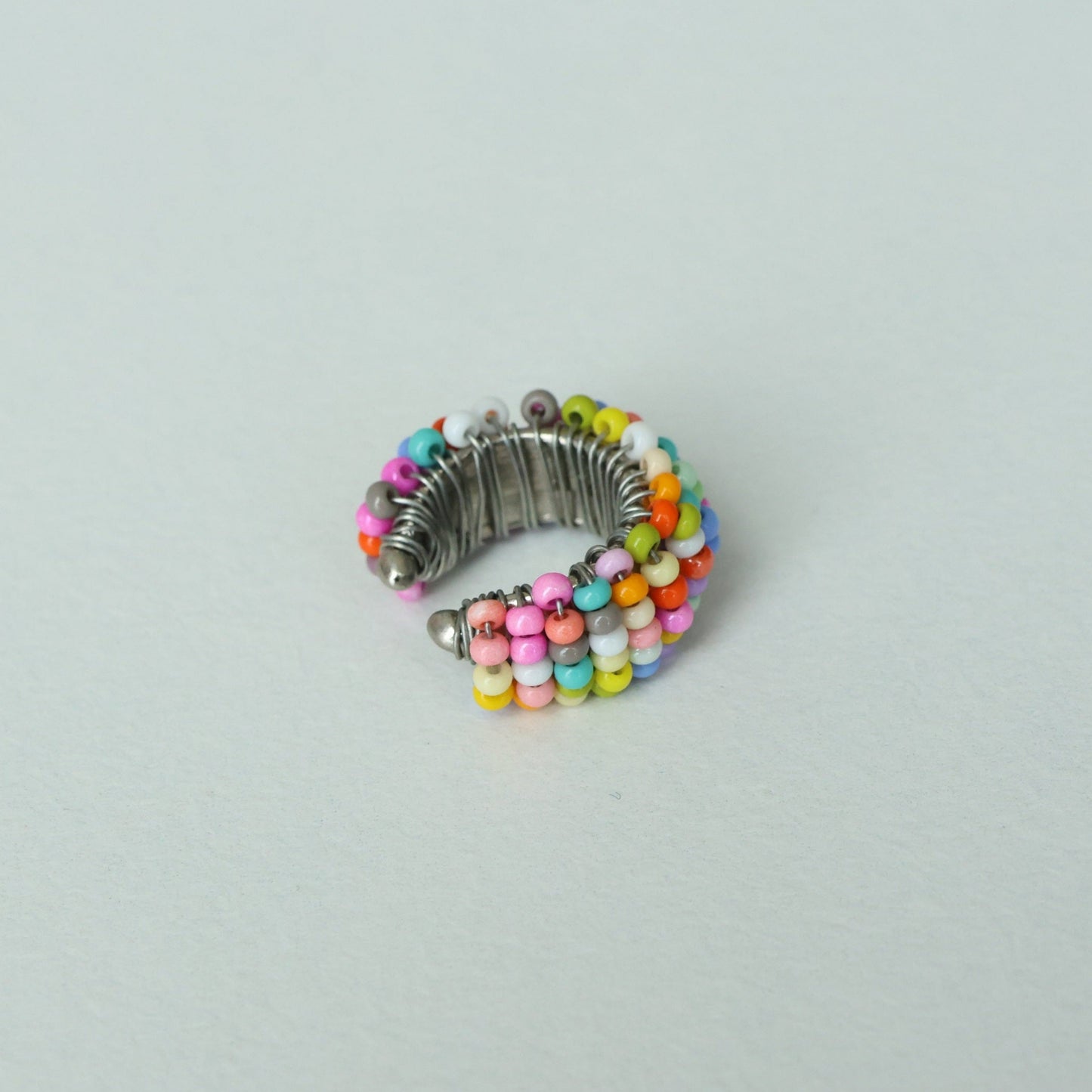 Chunky Beaded Silver Ear cuff