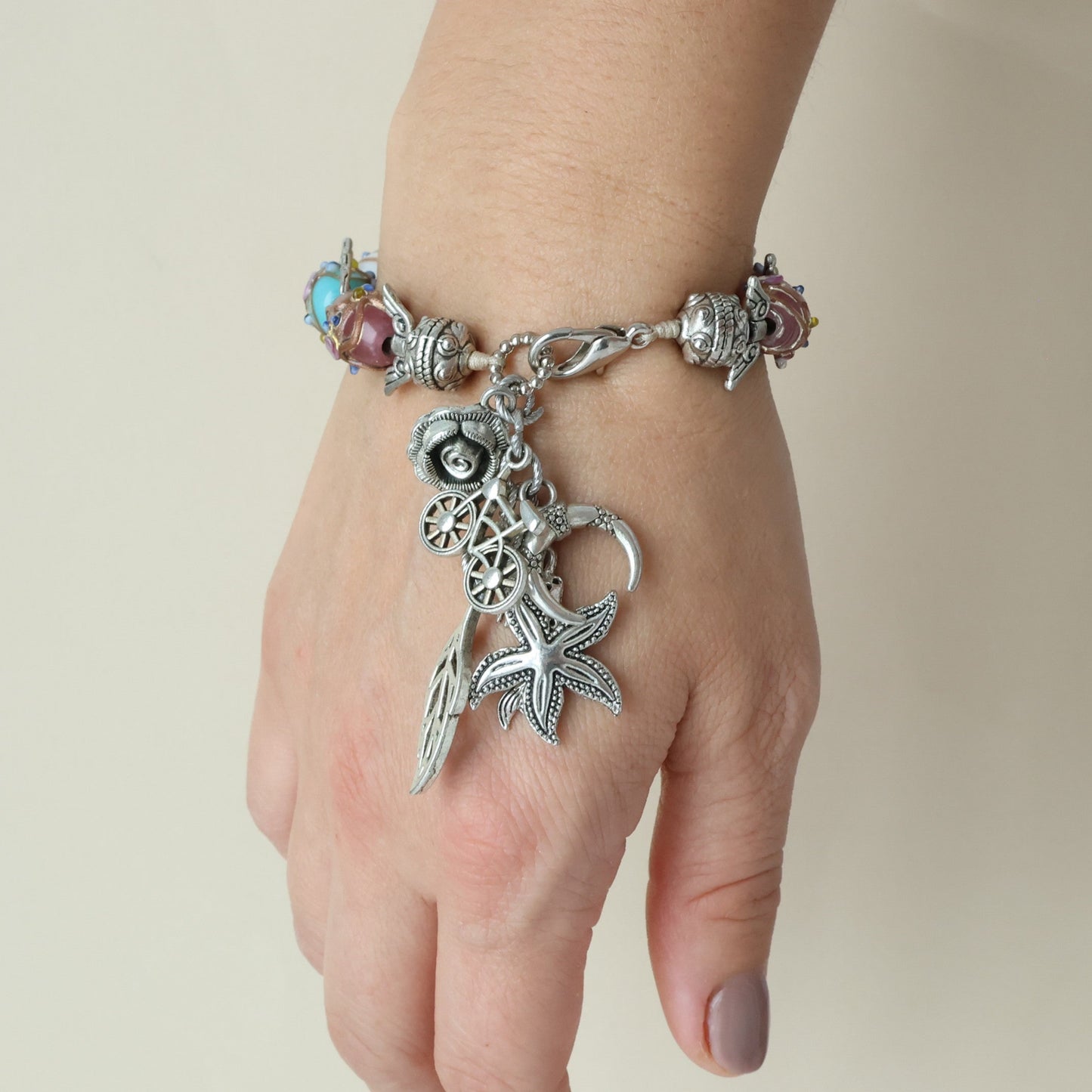 Colorful Silver Charm Bracelet