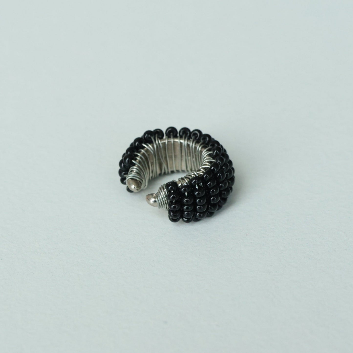 Chunky Beaded Silver Ear cuff