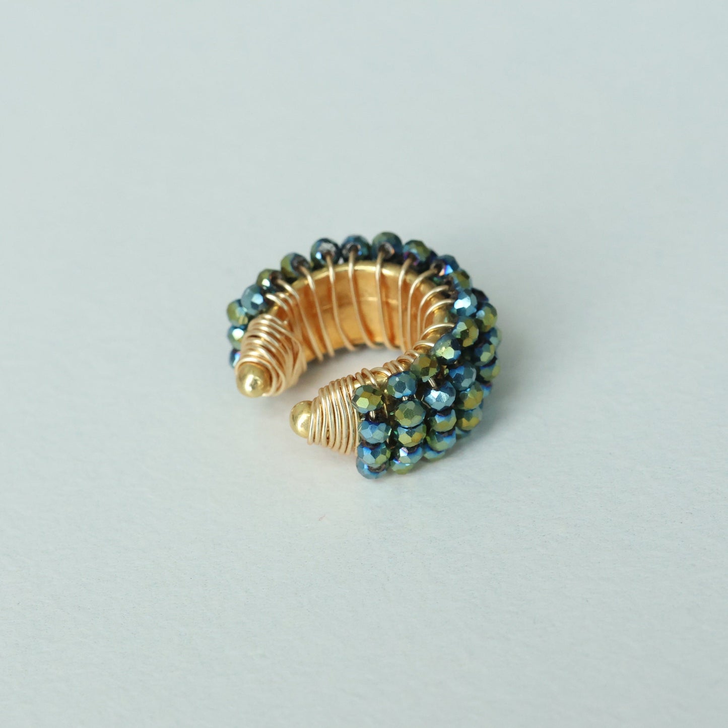 Chunky Beaded Silver Ear cuff