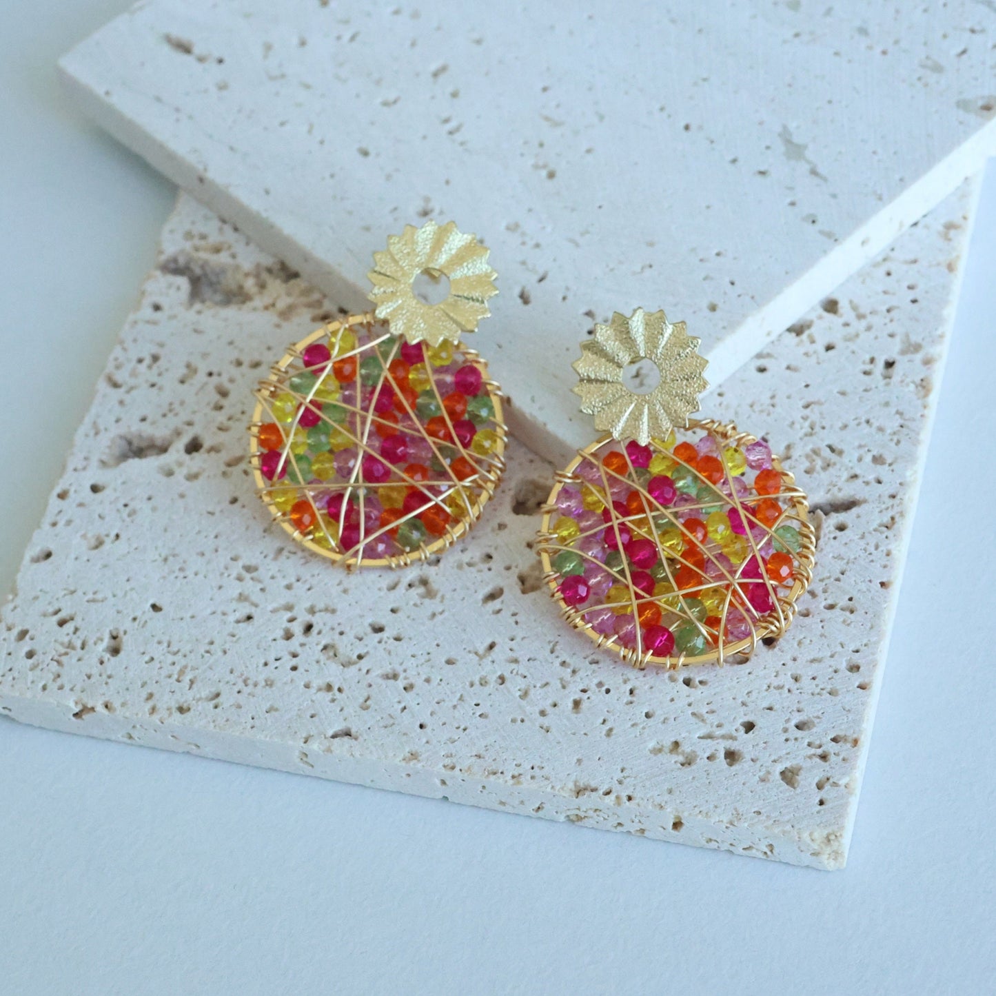 Circle Wire Wrap Bead Earrings