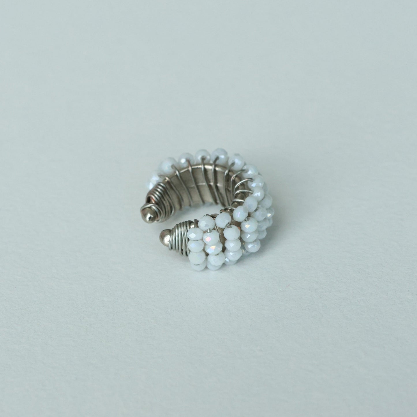 Chunky Beaded Silver Ear cuff