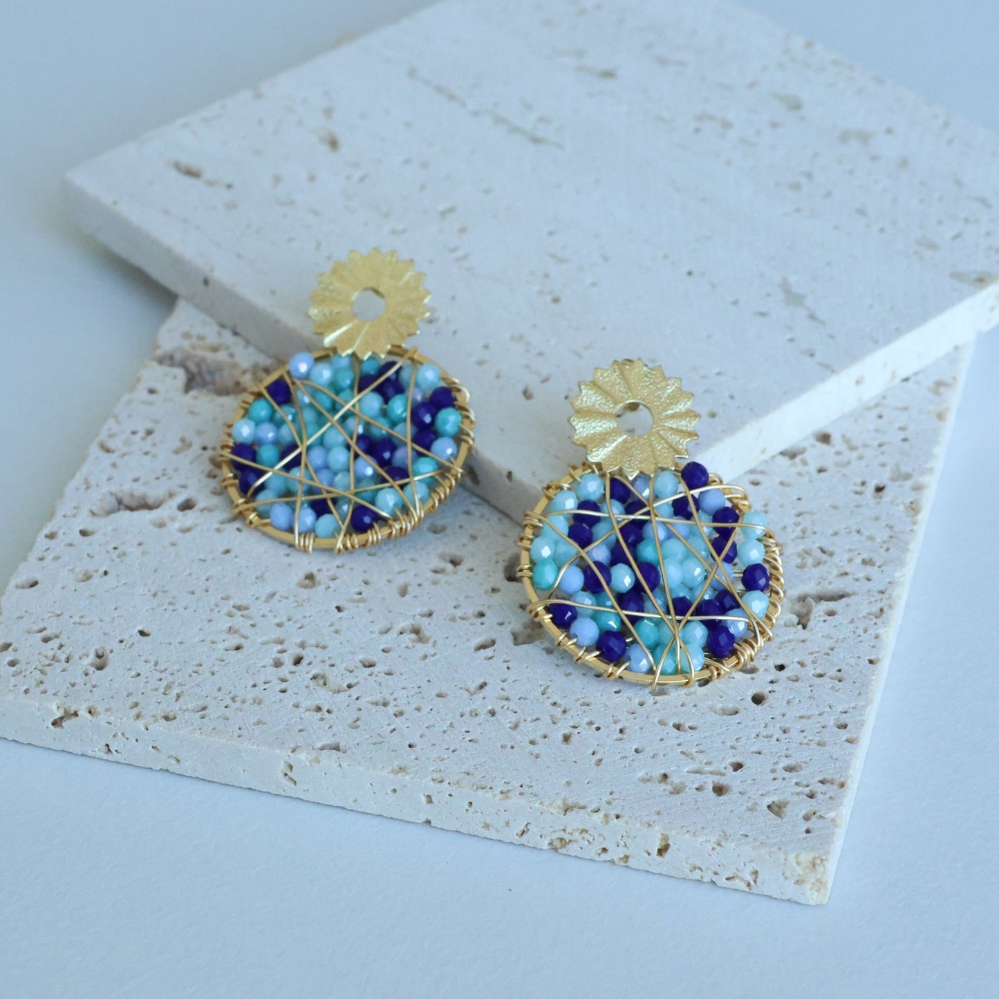 Circle Wire Wrap Bead Earrings