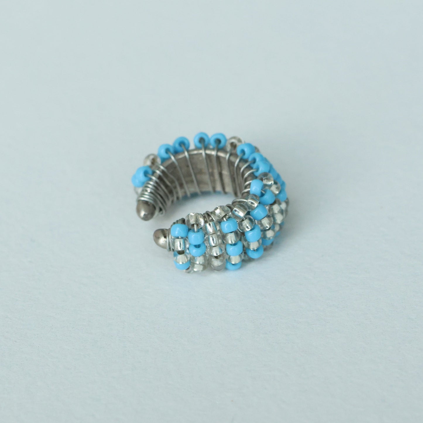 Chunky Beaded Silver Ear cuff
