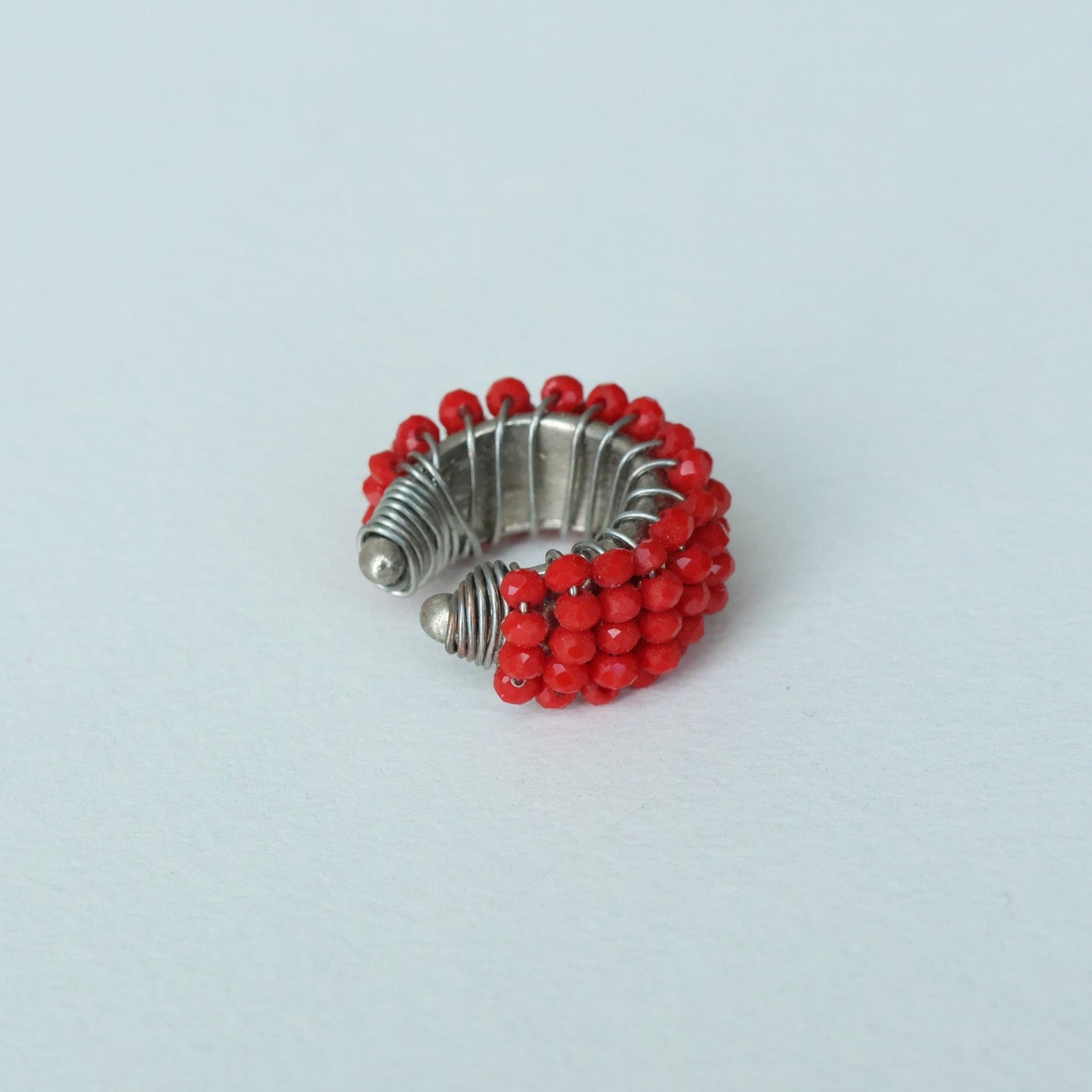 Chunky Beaded Silver Ear cuff
