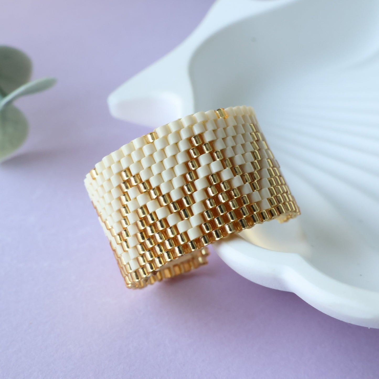 Gold Zig Zag Miyuki Ring