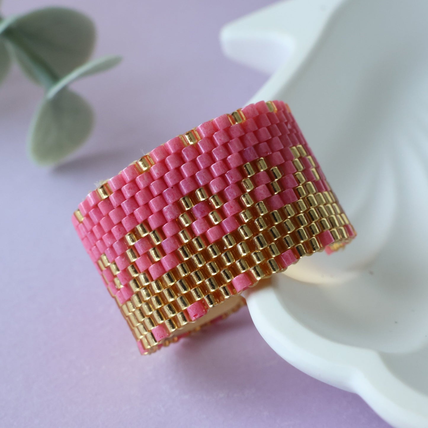 Pink Wave Miyuki Ring