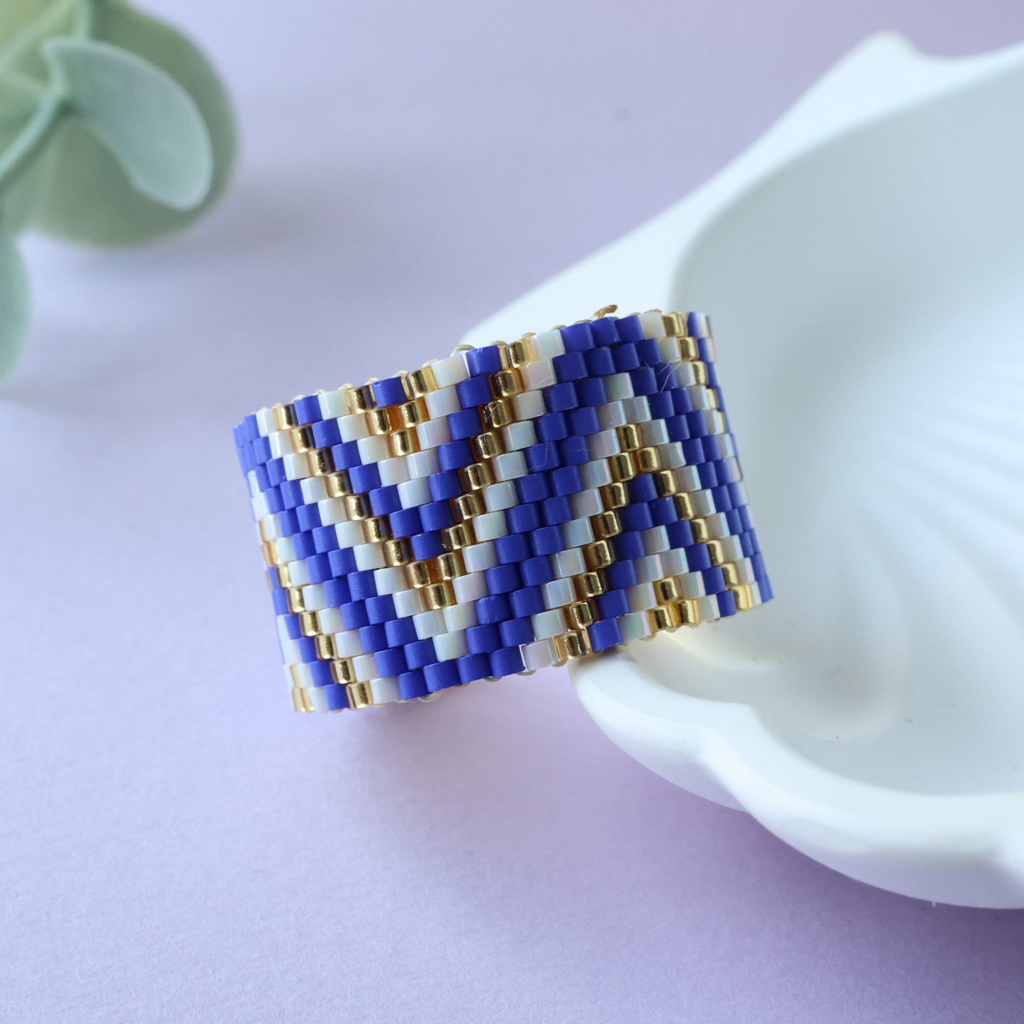 Blue Zig Zag Miyuki Ring