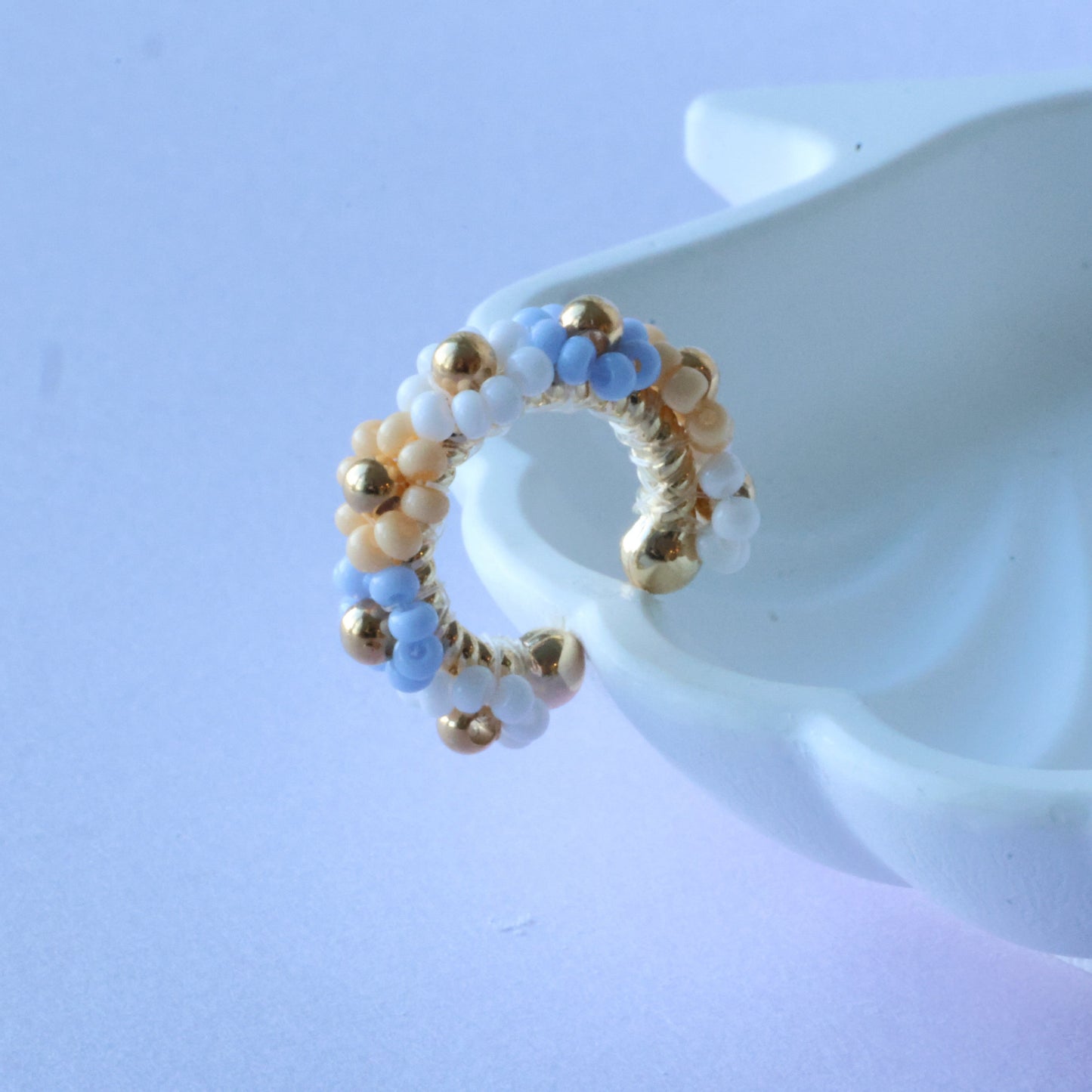 Flower Beaded Ear Cuff