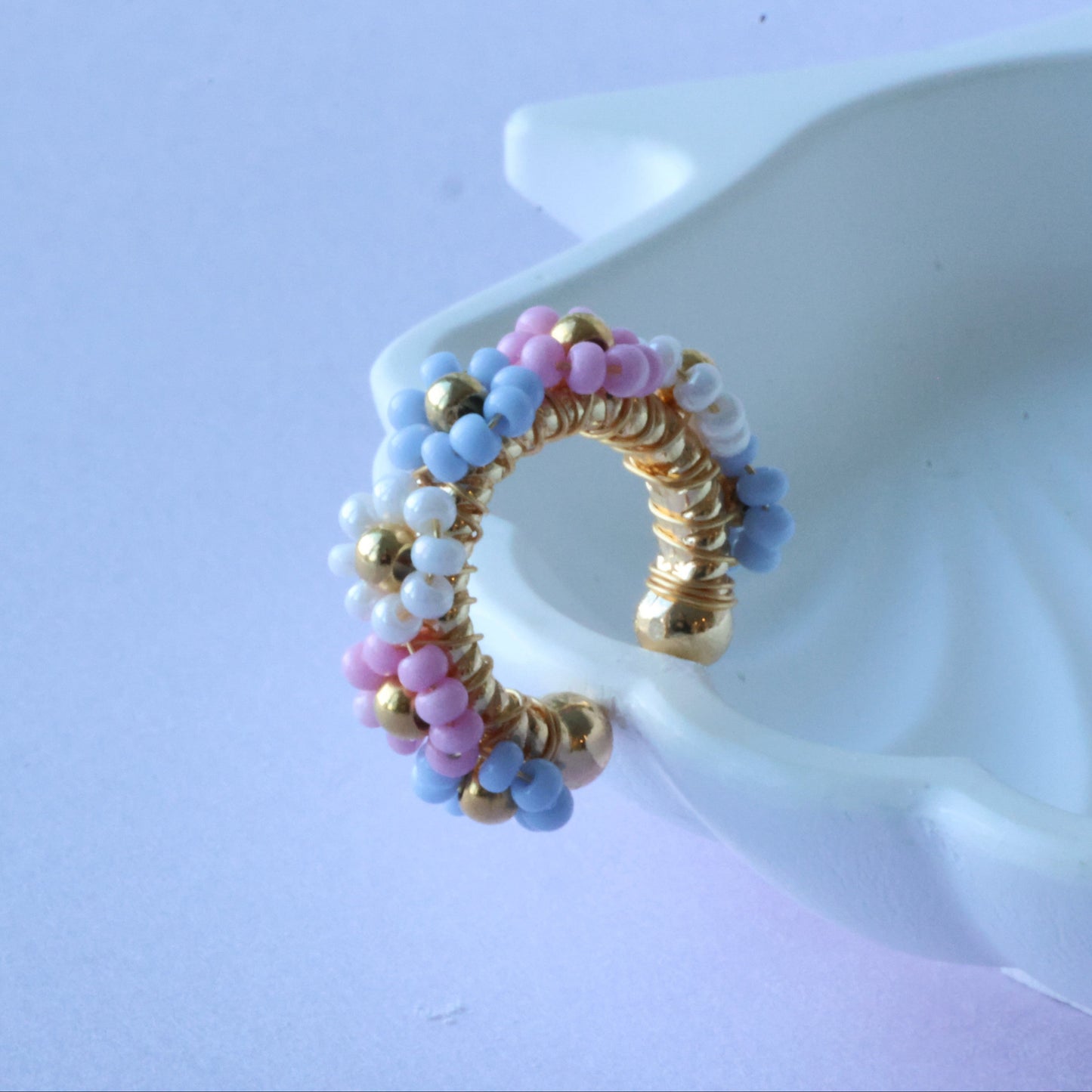 Flower Beaded Ear Cuff