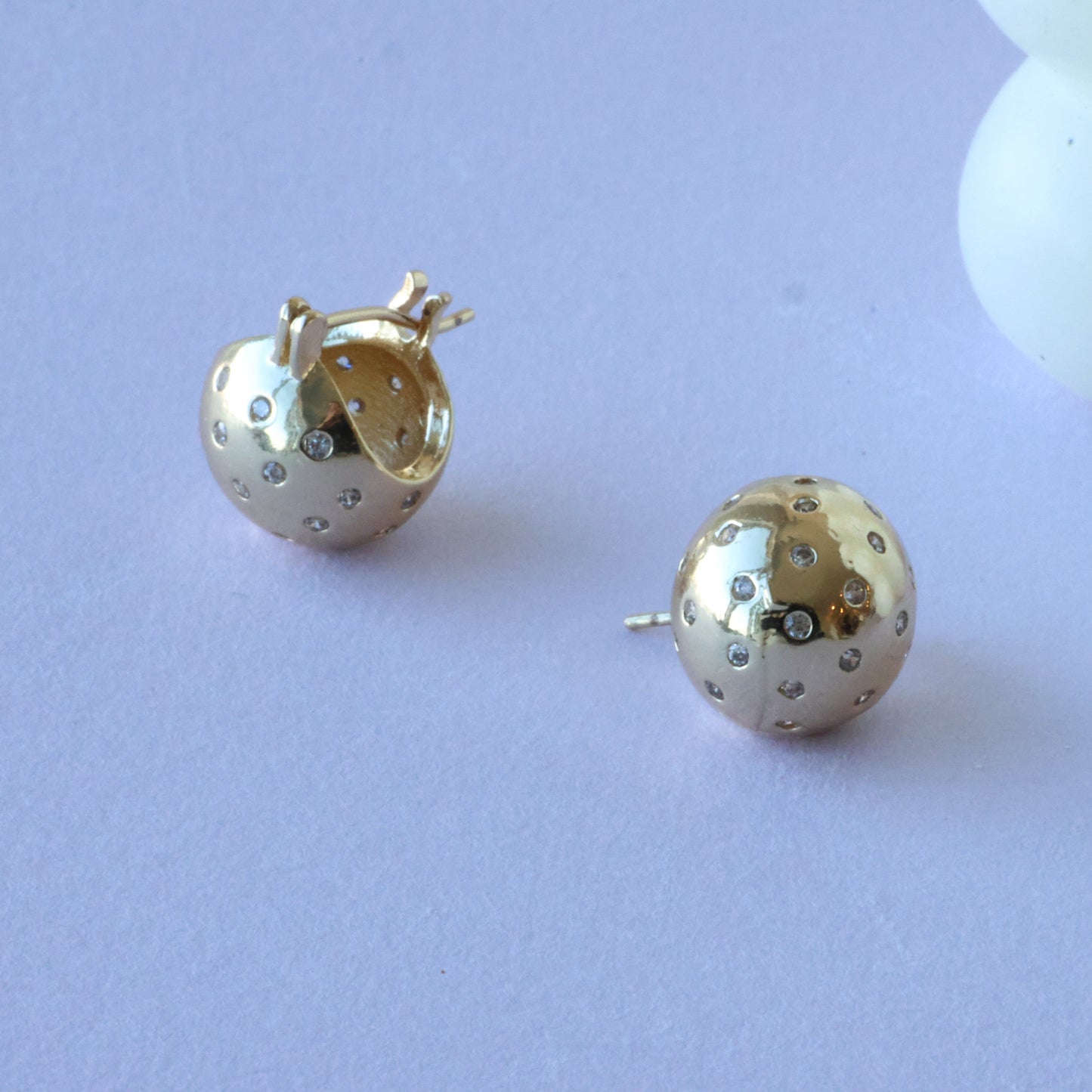 Golden Shiny Sphere Earrings