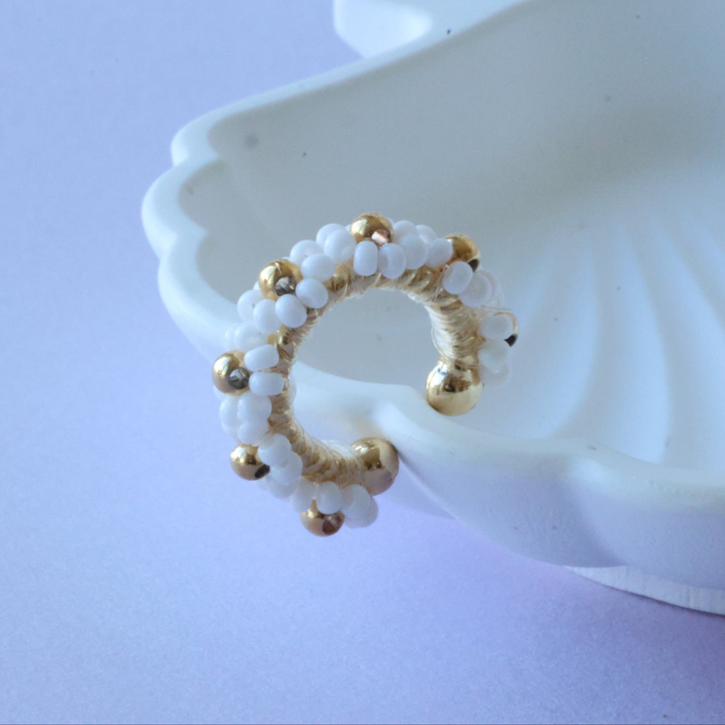 Flower Beaded Ear Cuff