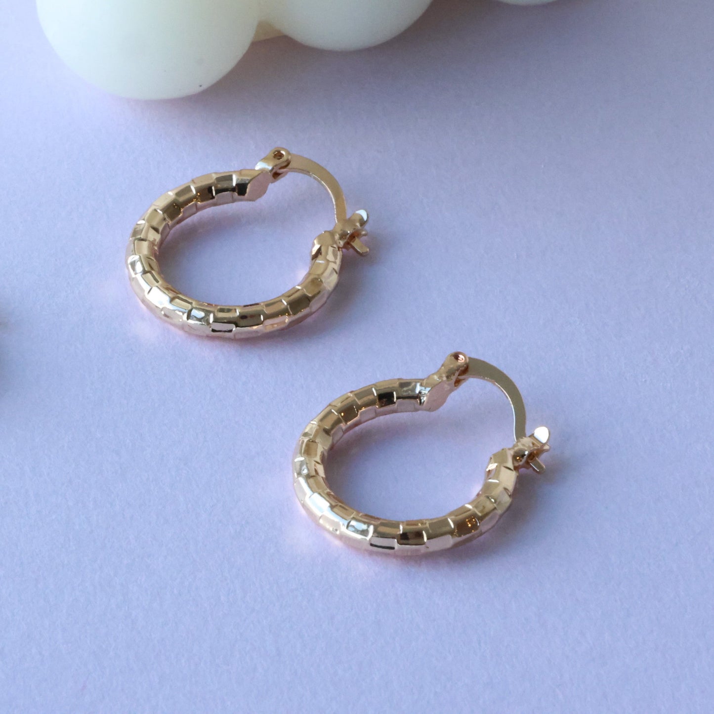 Golden Grid Hoops