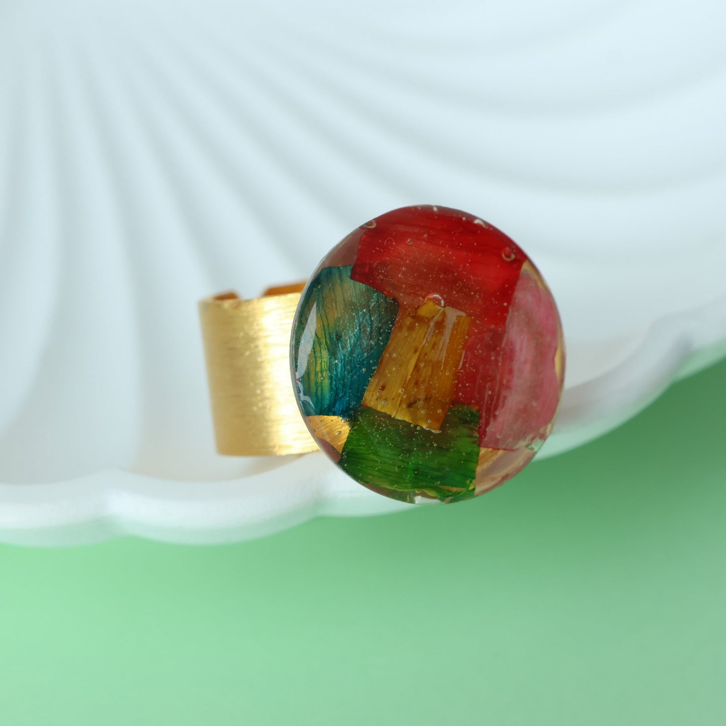 Multicolor Pressed Flower Ring