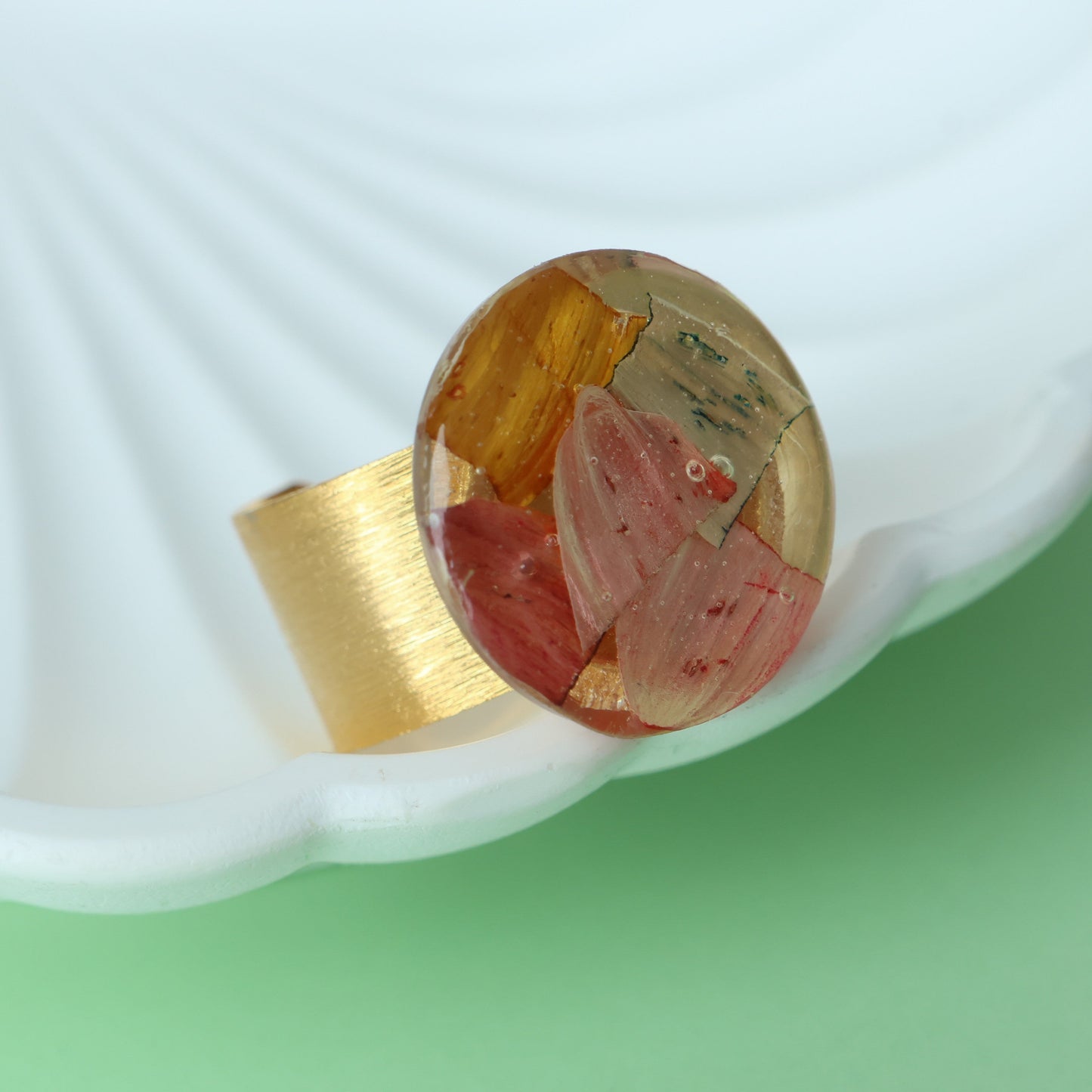 Pink Pressed Flower Ring