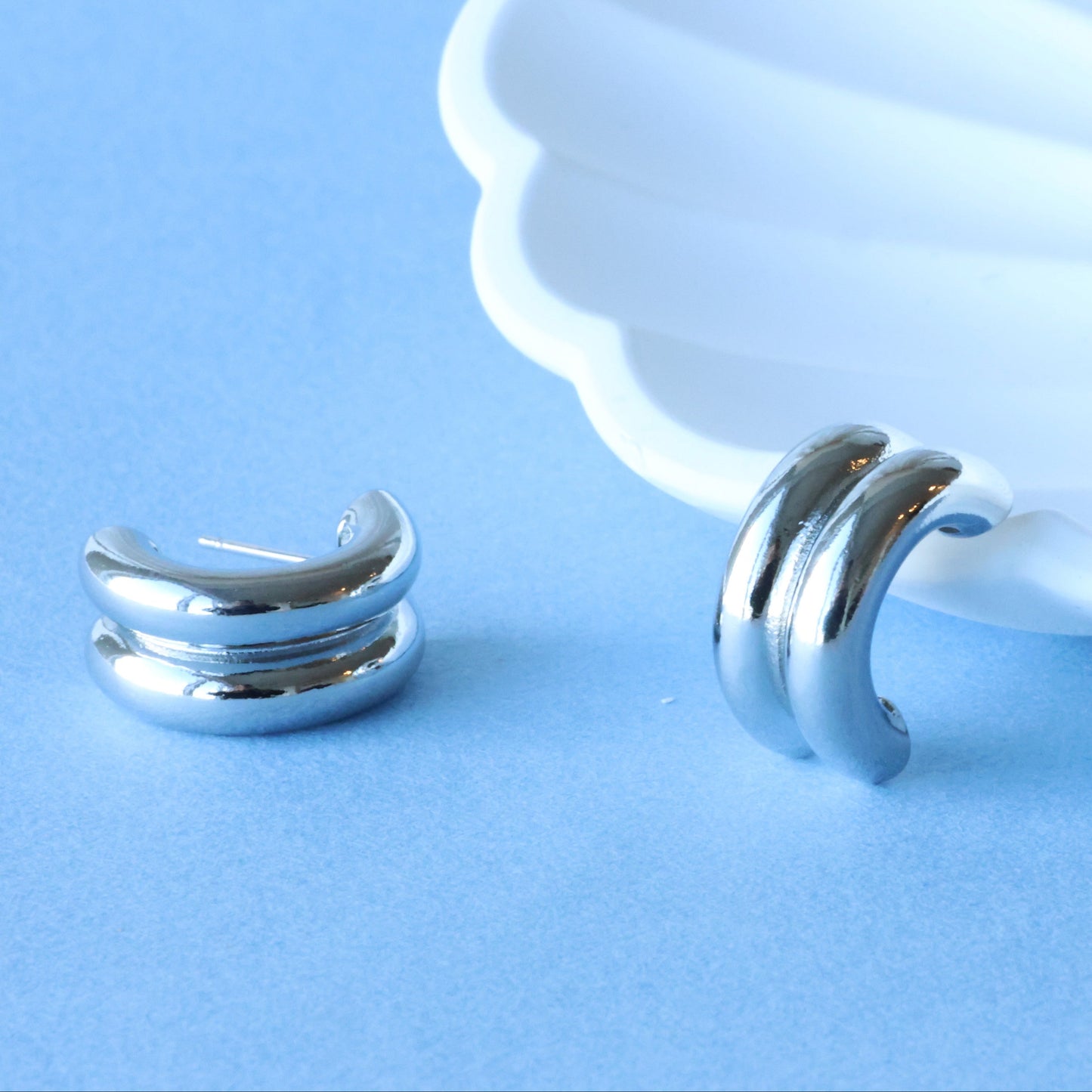 Silver Double Earrings