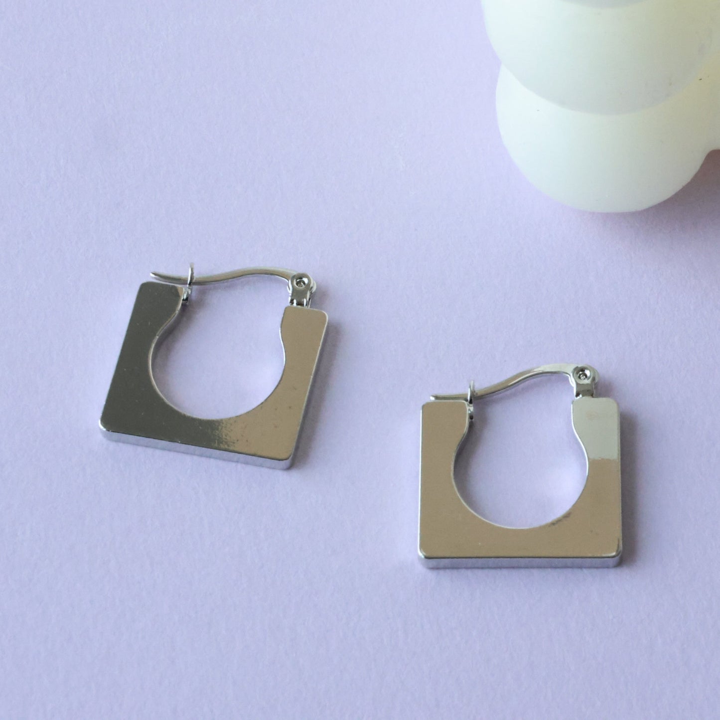 Silver Square Hoops