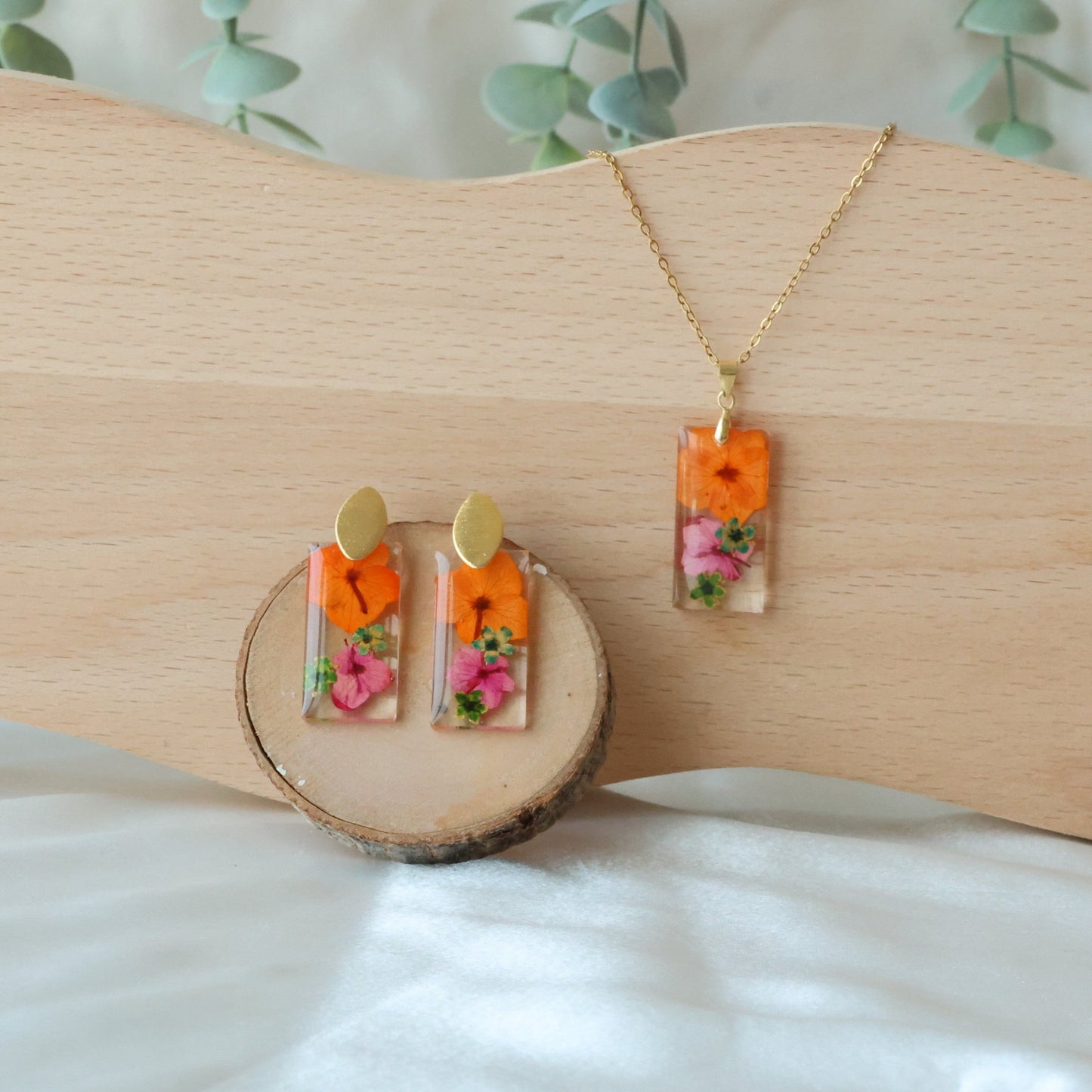 Pressed Orange Flower Set