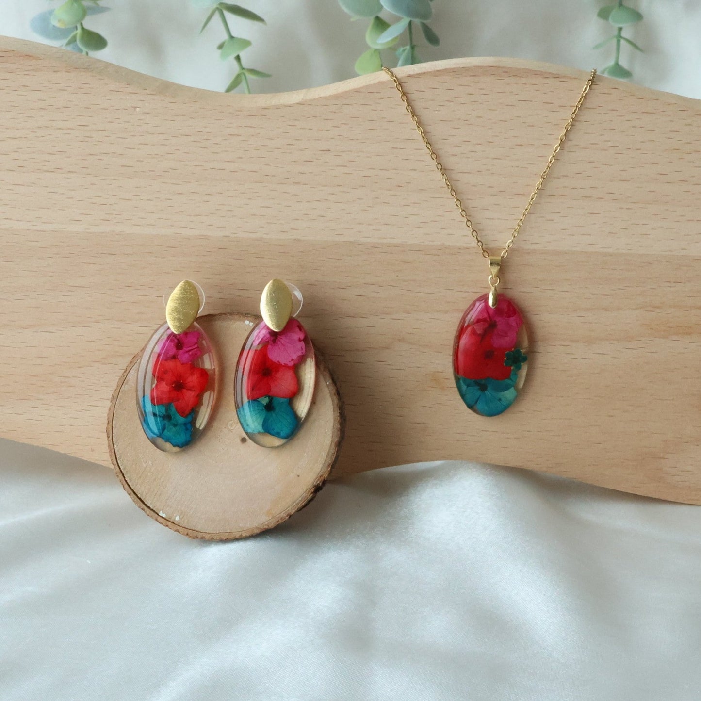 Pressed Pink/Red/Blue Flower Set