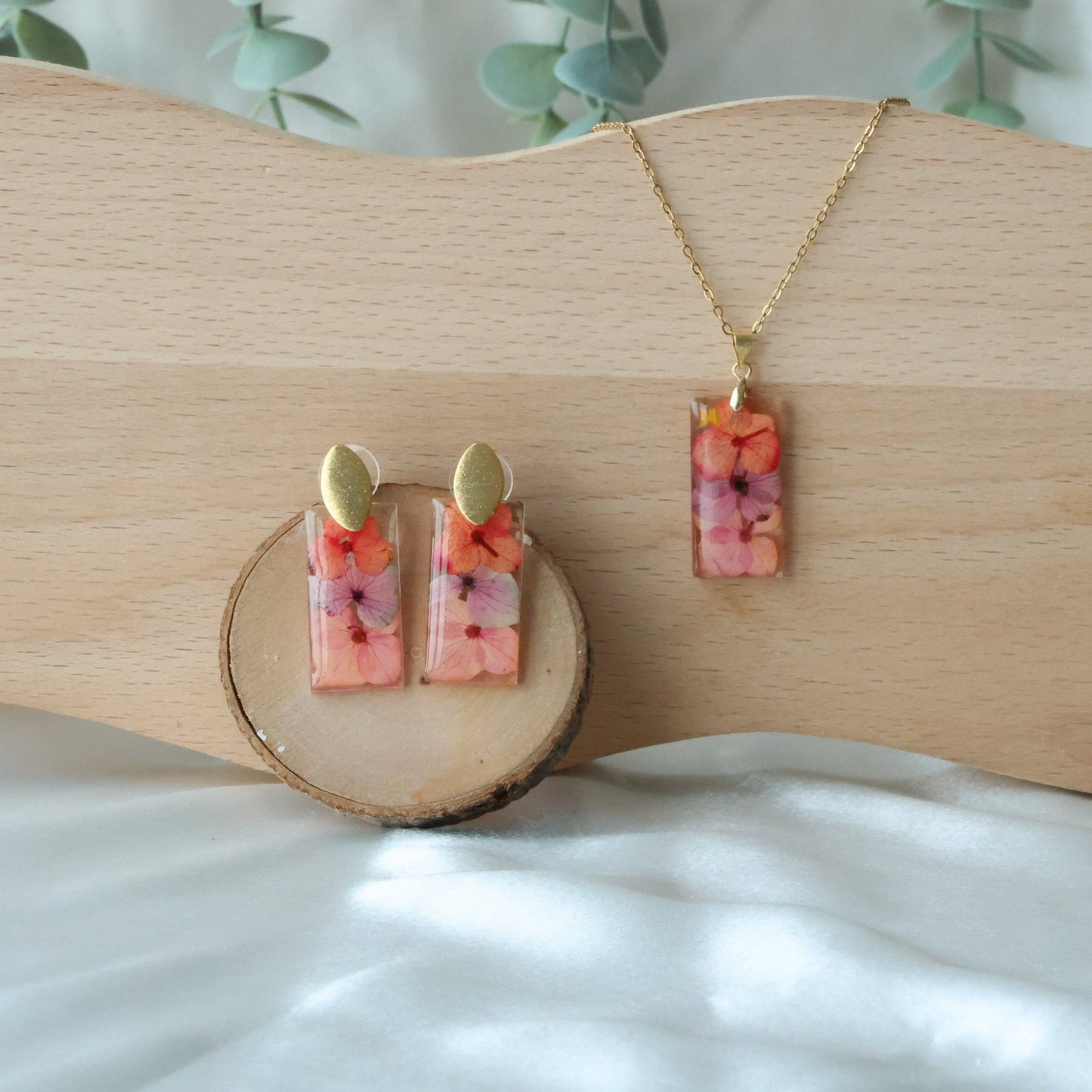Pressed Orange/Pink Flower Set