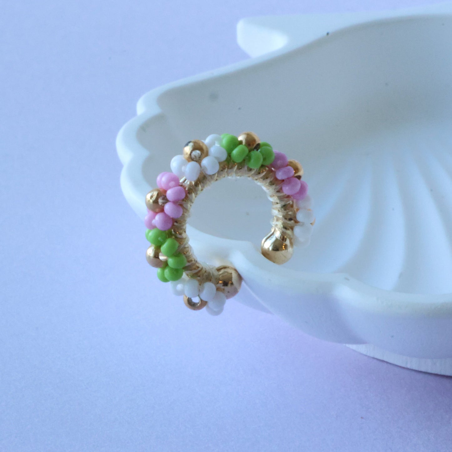 Flower Beaded Ear Cuff