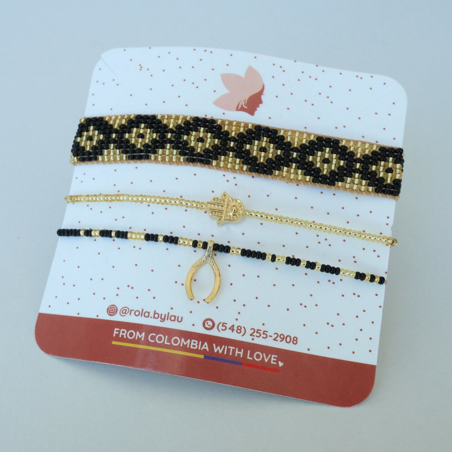 Black Diamond Beaded Bracelet Set
