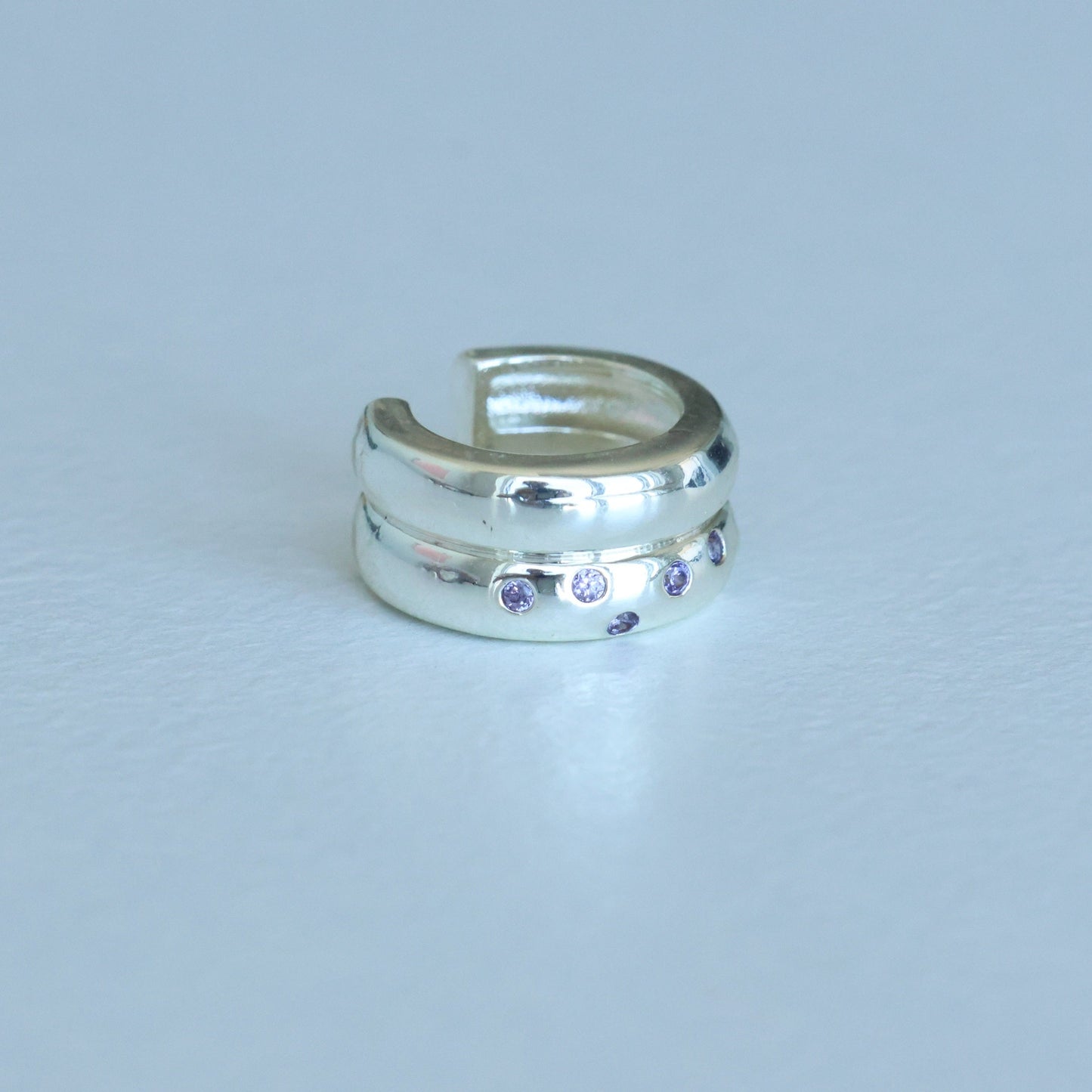 Embedded Color Silver Ear cuff