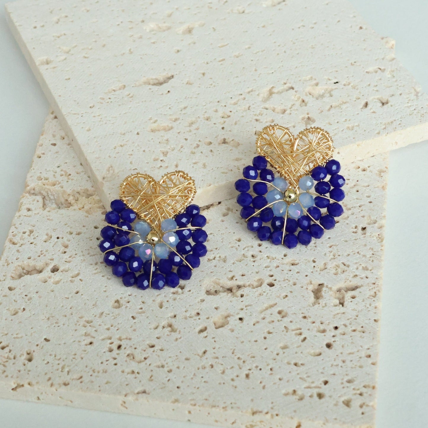 Heart Wire Wrapped Bead Earrings
