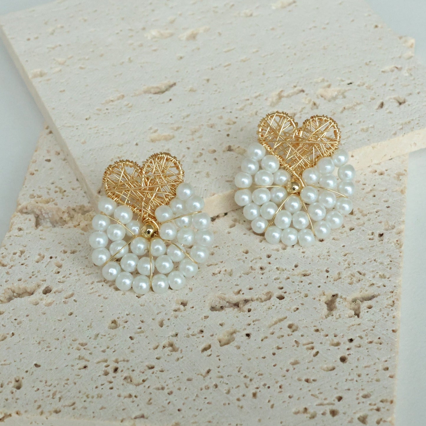 Heart Wire Wrapped Bead Earrings