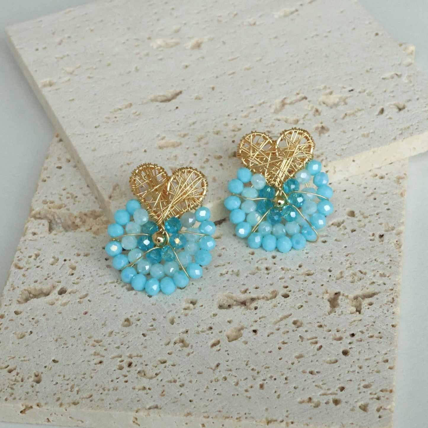 Heart Wire Wrapped Bead Earrings