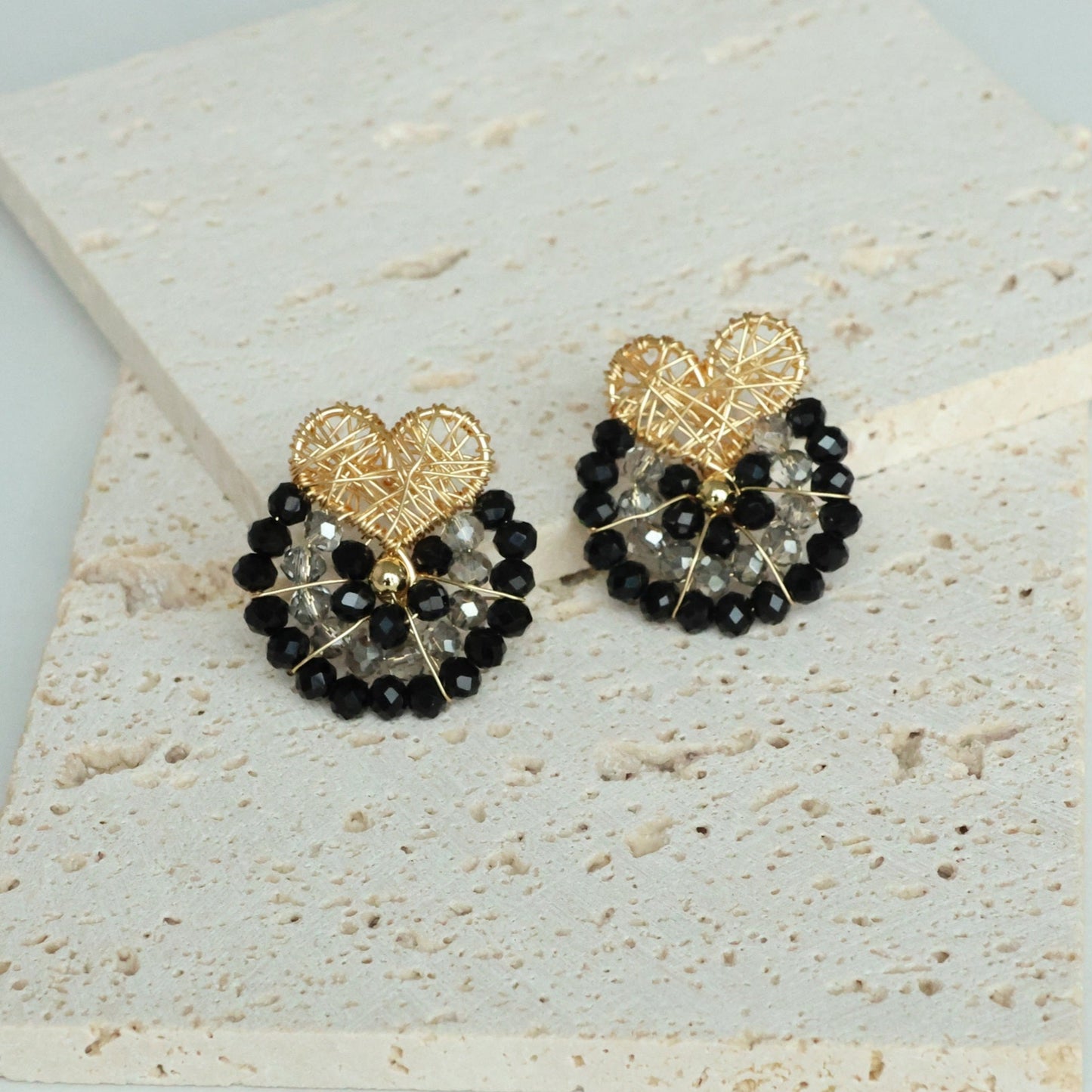 Heart Wire Wrapped Bead Earrings