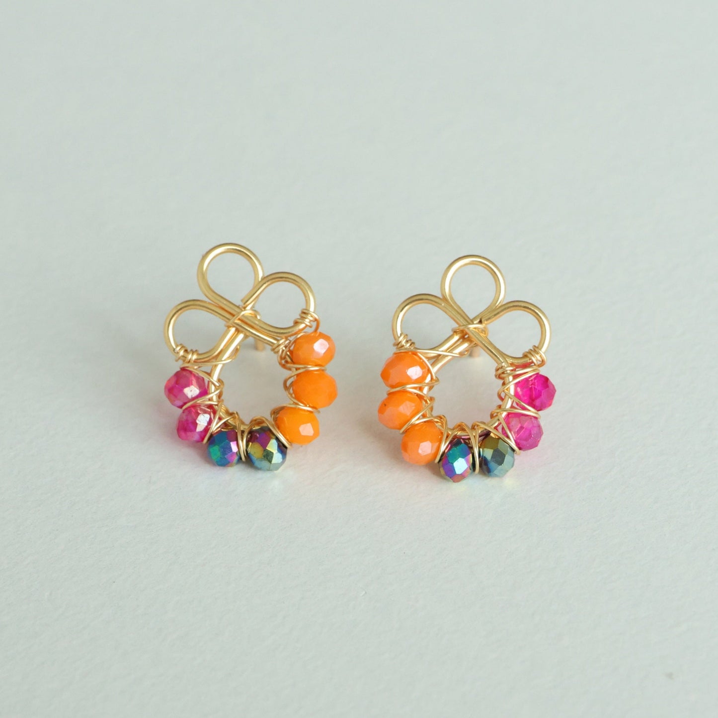 Clover Wire Wrapped Bead Earrings