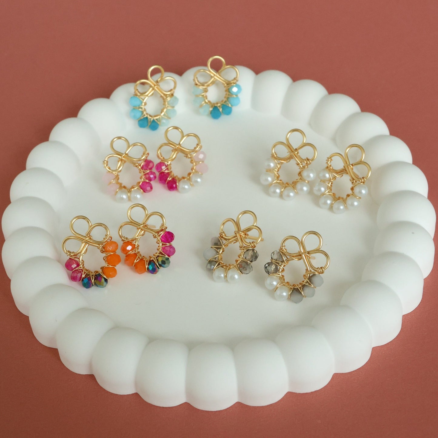Clover Wire Wrapped Bead Earrings