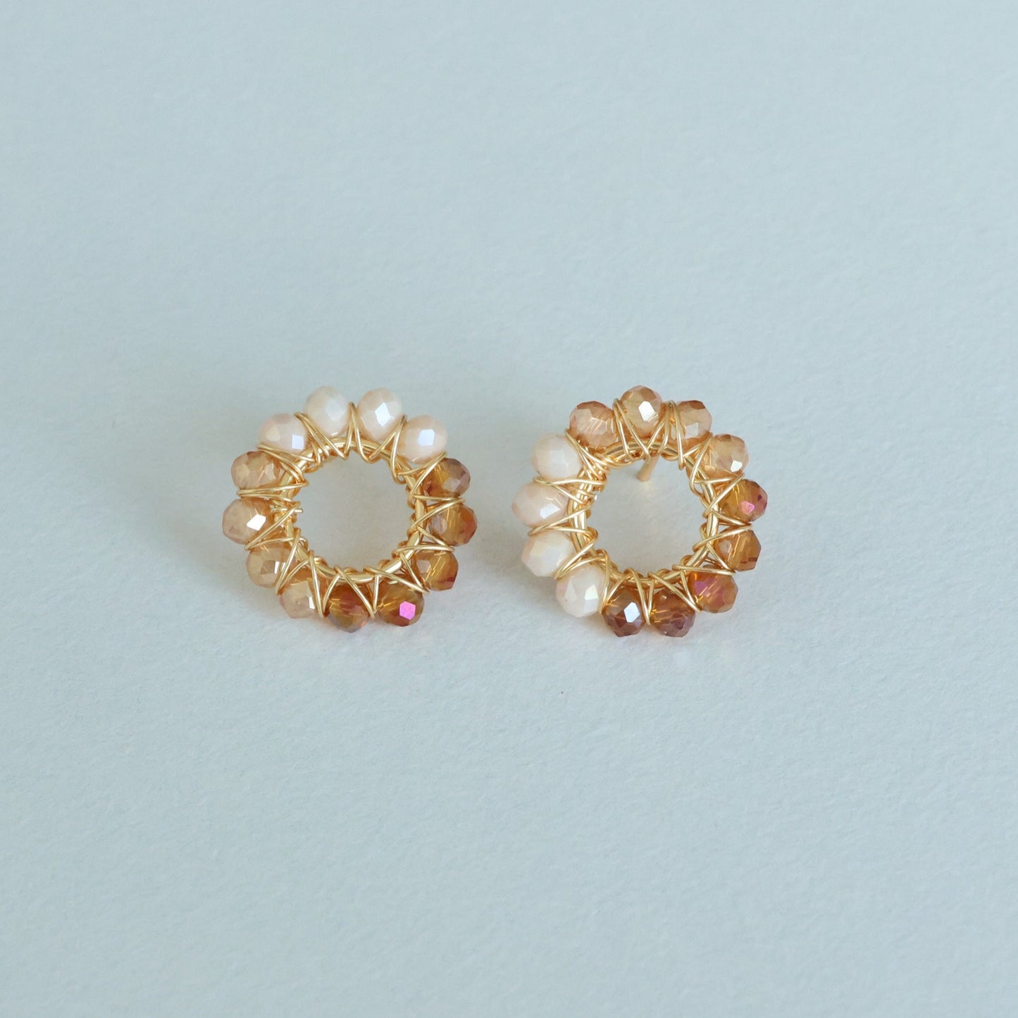 Circle Wire Wrapped Bead Earrings