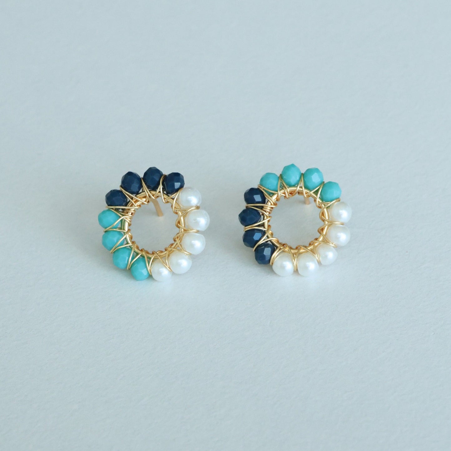 Circle Wire Wrapped Bead Earrings