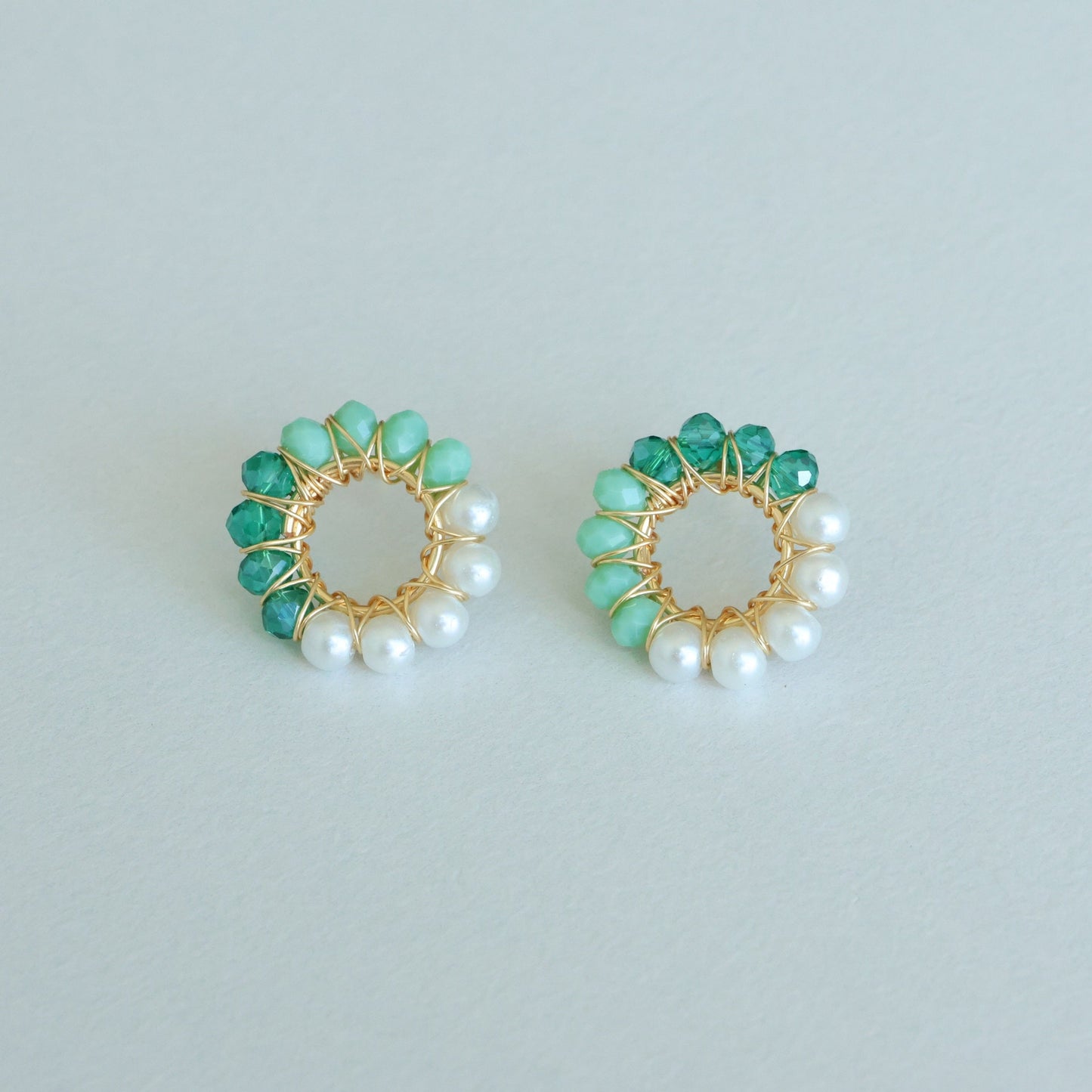 Circle Wire Wrapped Bead Earrings