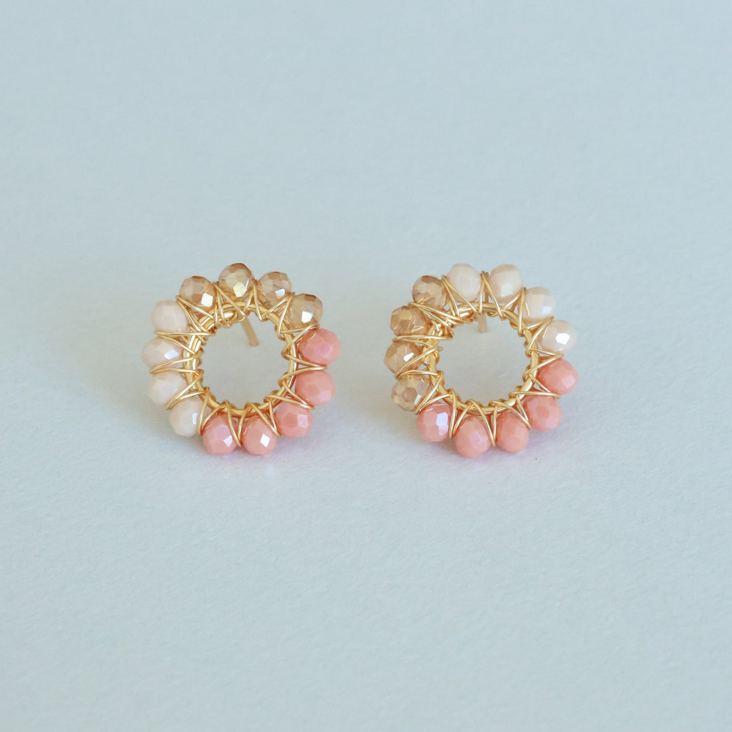 Circle Wire Wrapped Bead Earrings