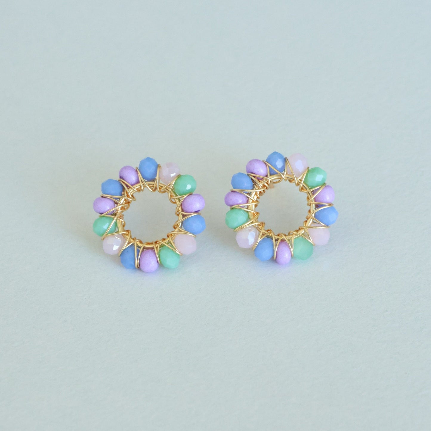 Circle Wire Wrapped Bead Earrings