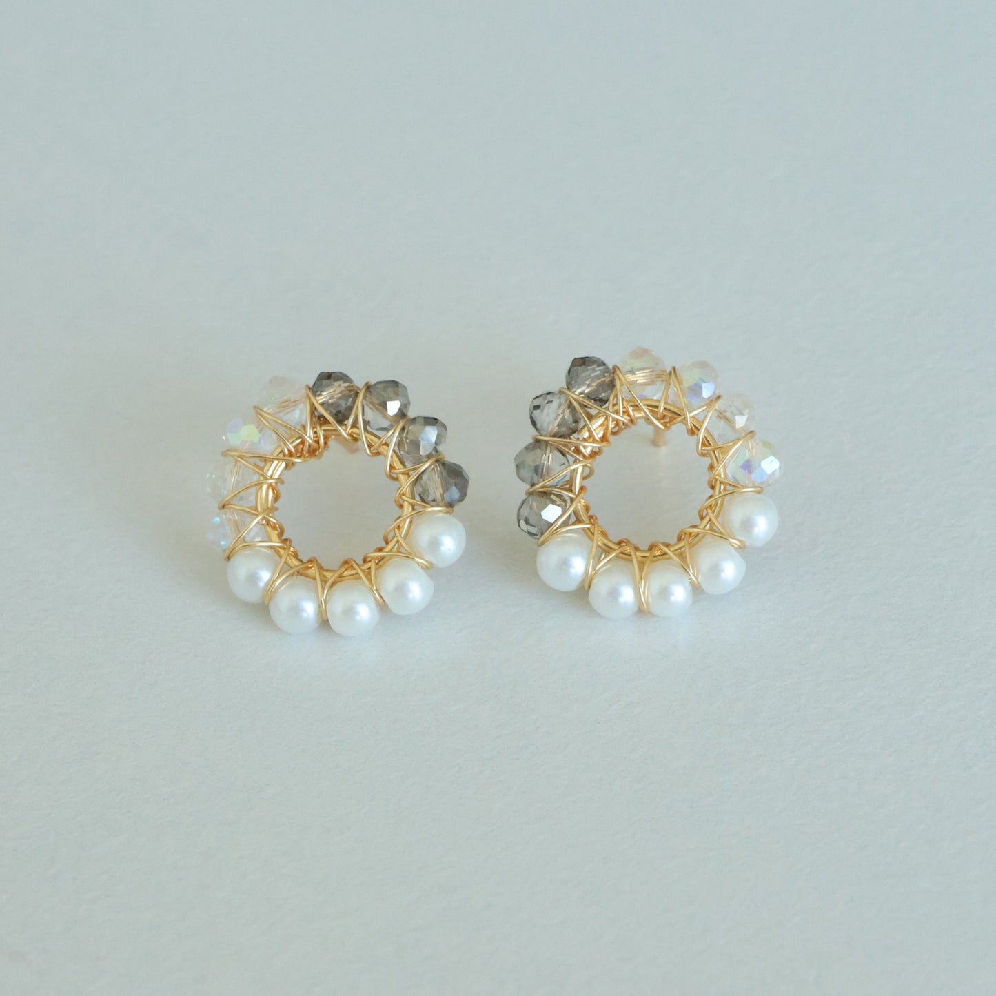 Circle Wire Wrapped Bead Earrings