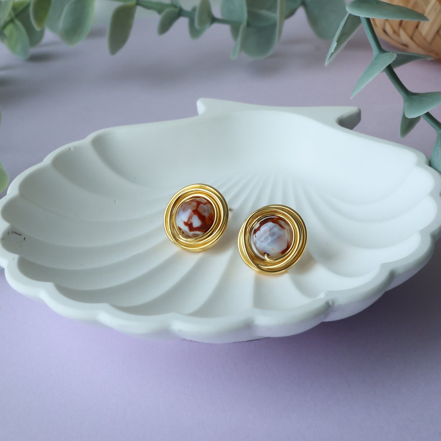 Natural Agate Earring