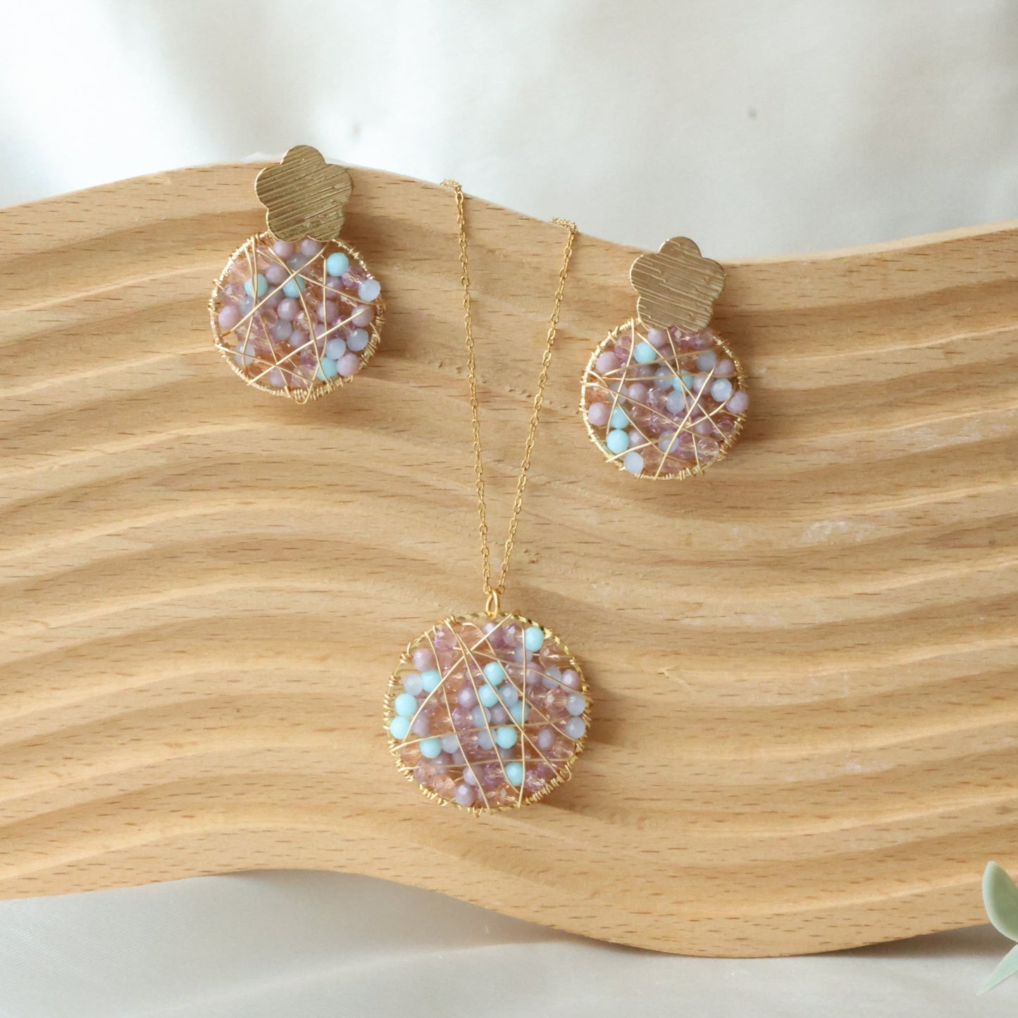 Beaded Purple Wired Wrap Set