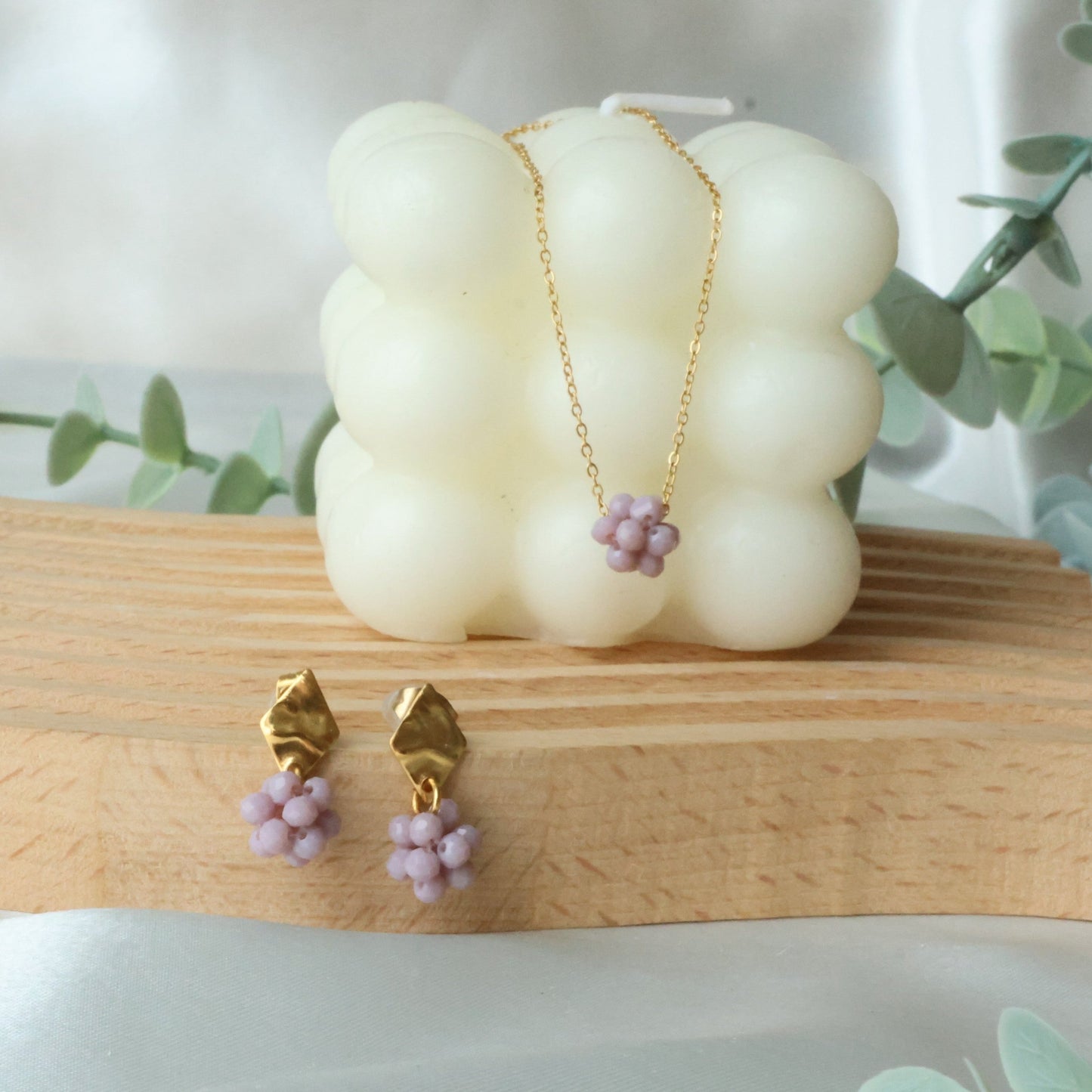 Mini Purple Berries Beaded Set