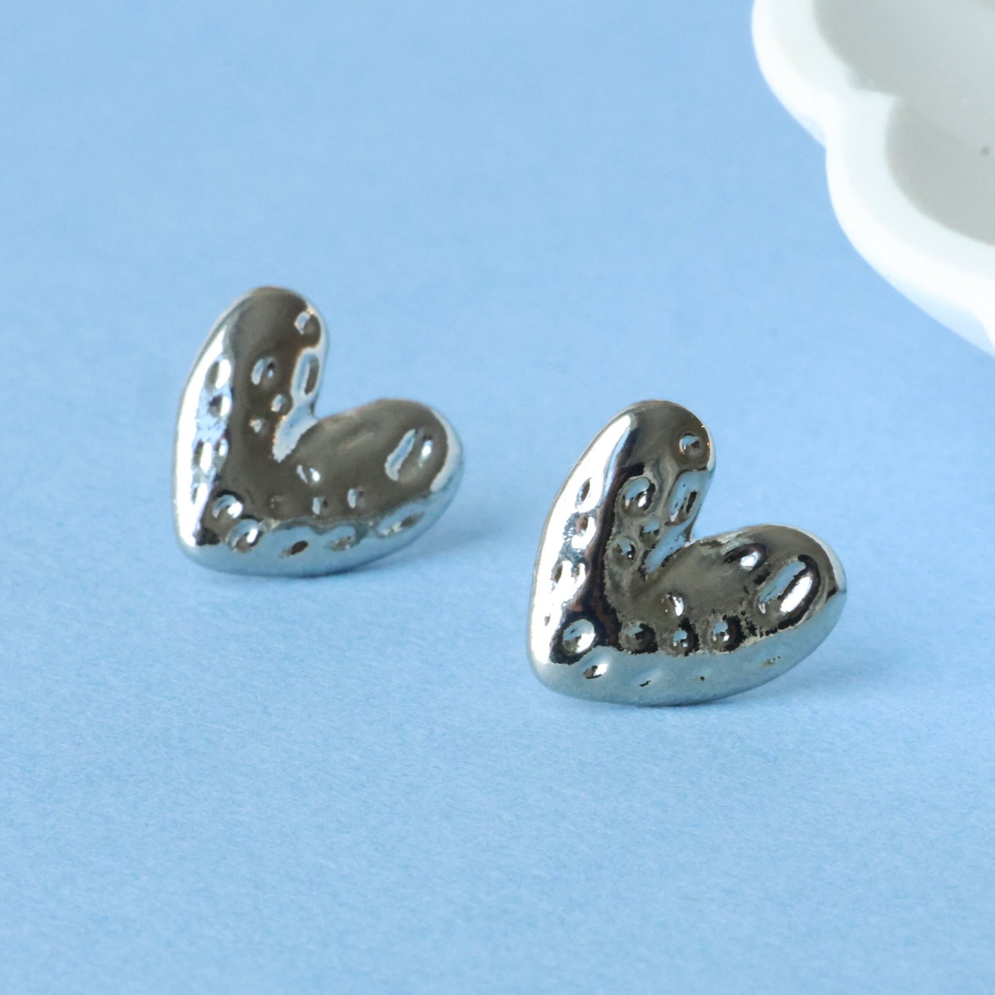 Silver Chunky Heart Earrings