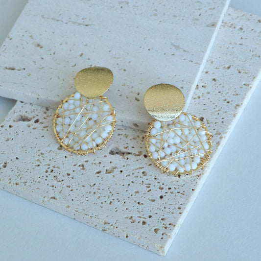 Round Wire Wrap Bead Earrings