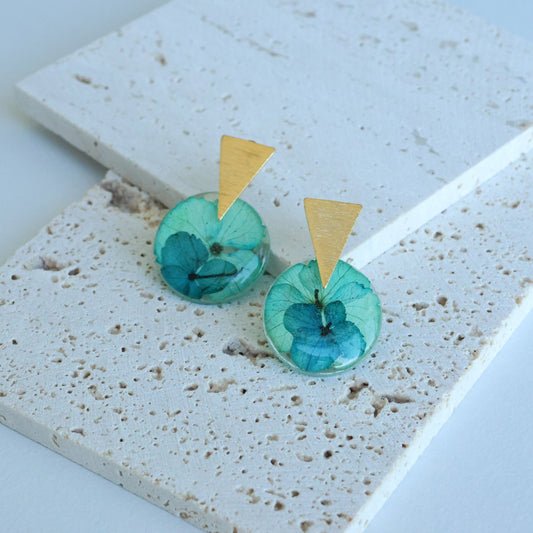 Pressed Turquoise Flower Earring