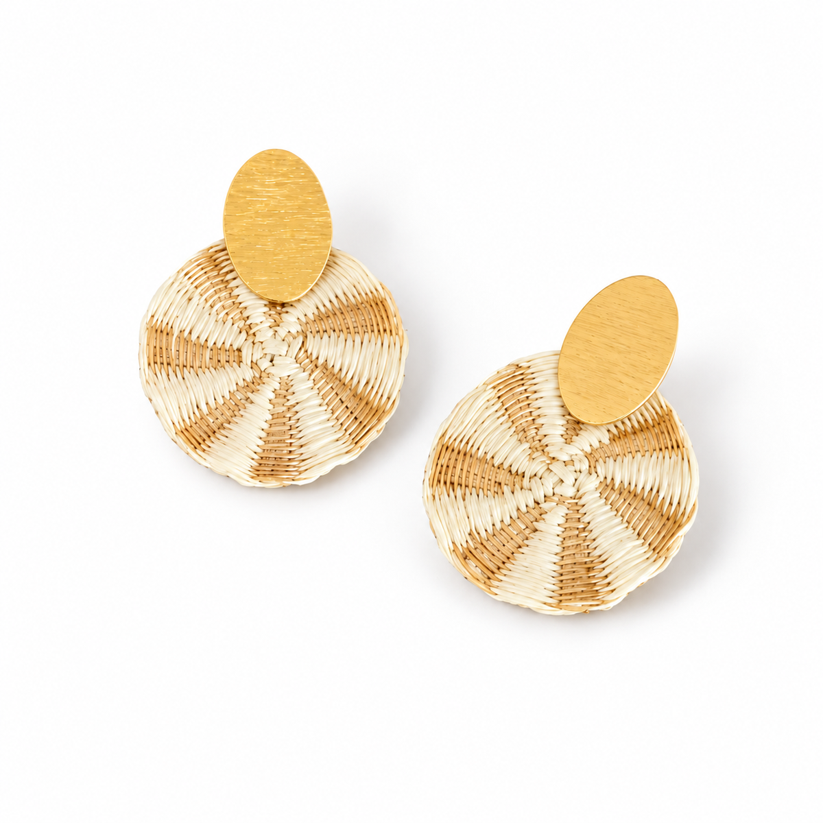 Wire Stripes Iraca Palm Earrings