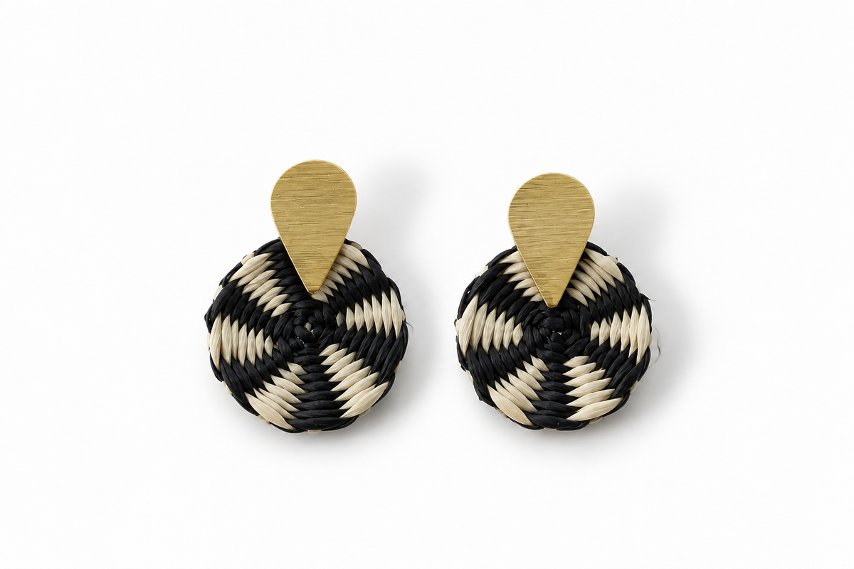 Petite Iraca Palm Spiral Earrings