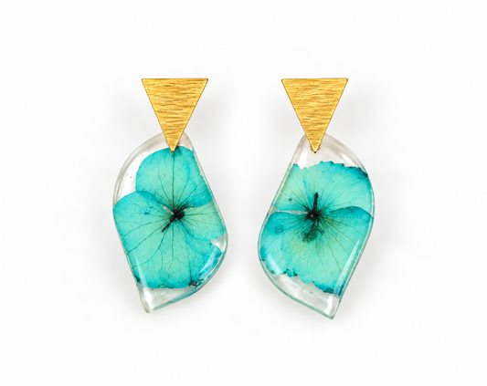 Pressed Blue Flowers Earring